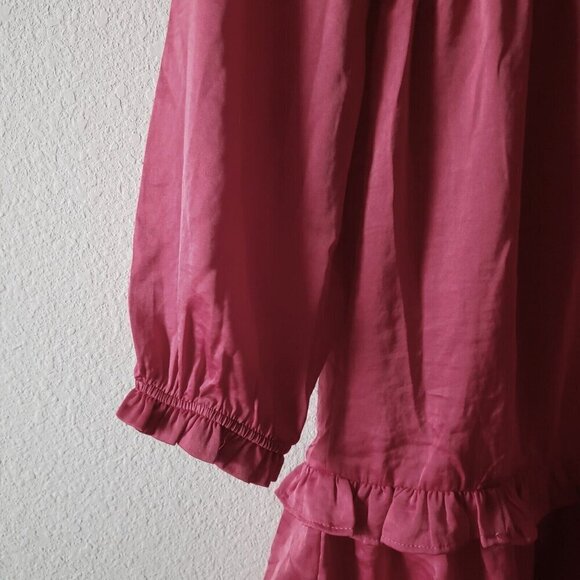 Knox Rose Red Dress Shiny Long Flutter Sleeve Flowy Dress Size Small S NEW! - Picture 5 of 12